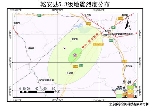数字空间紧急启动吉林乾安县地震快速评估图片